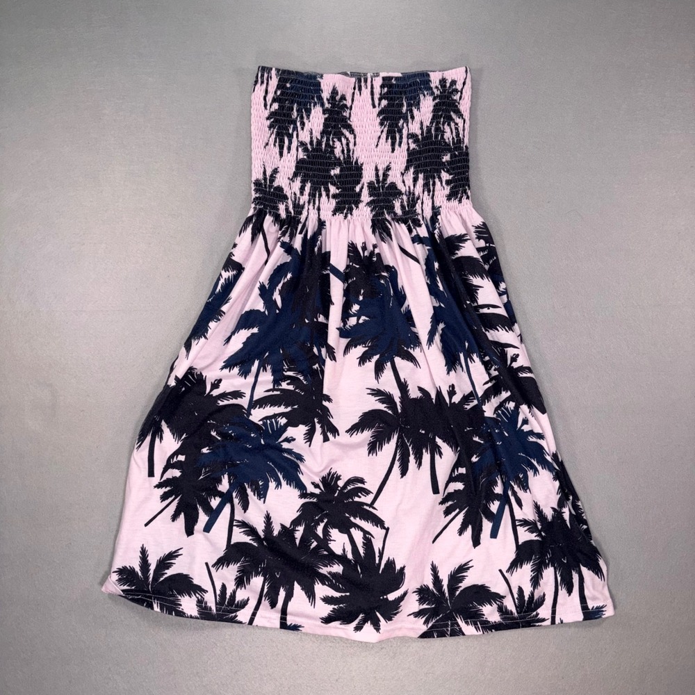 Pink Tropical Beachy Vacation Strapless Mini Tube Dress/Coverup Small